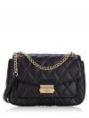 Carey Smooth Quilted Medium Flap Shoulder Bag Black Gold