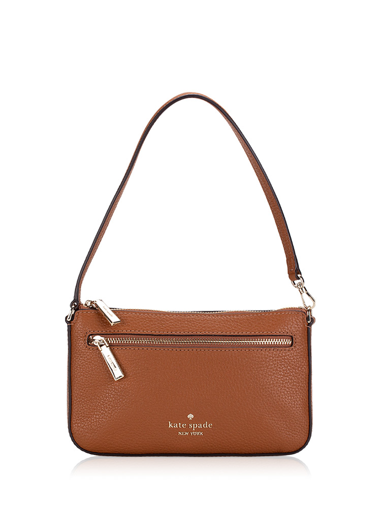 Leila Pebble Leather Convertible Wristlet Warm Ginger Gold
