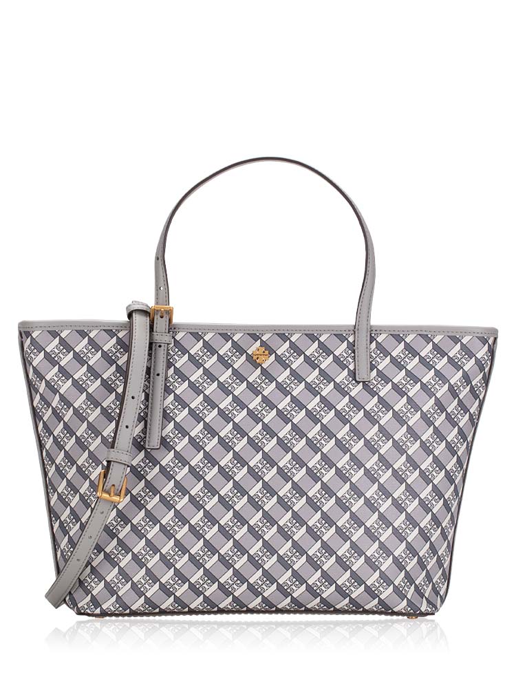 Geo Logo Allover Mini Zip Top Tote Gray