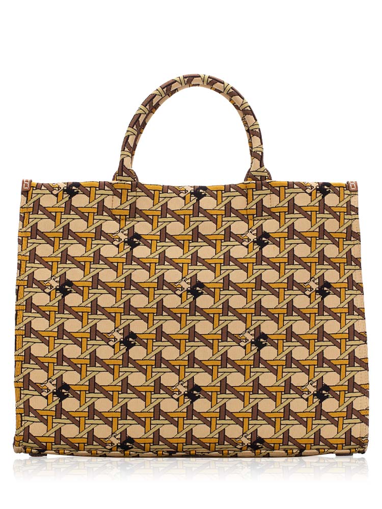 Ella Basketweave Circular Knit Tote Tan