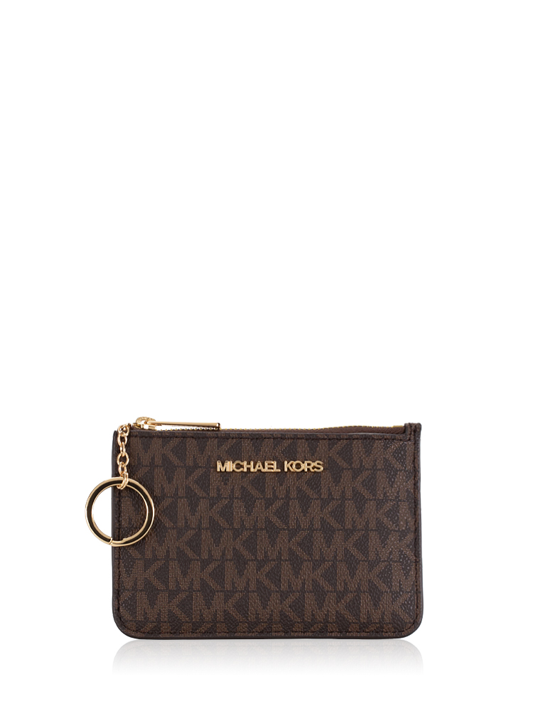 Signature Jet Set Travel Small Top Zip Coin Pouch ID Brown