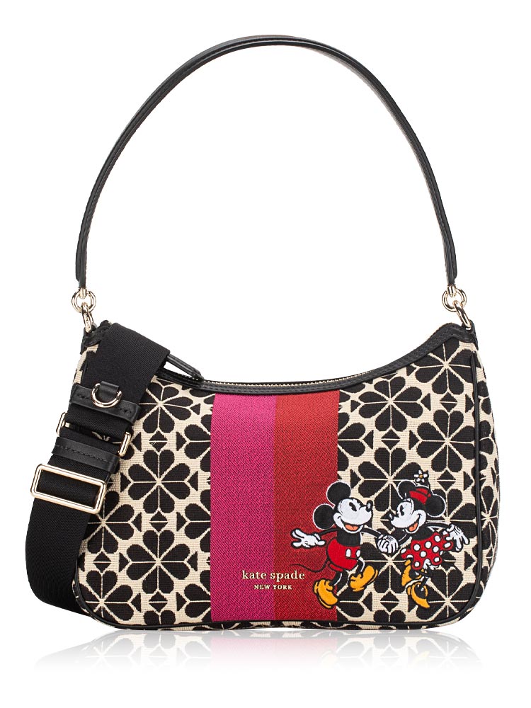 X Disney Spade Flower Jacquard Sam Small Convertible Shoulder Bag Cream Multi