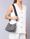 Nylon Printed The Flower Web Convertible Crossbody Black Ivory 