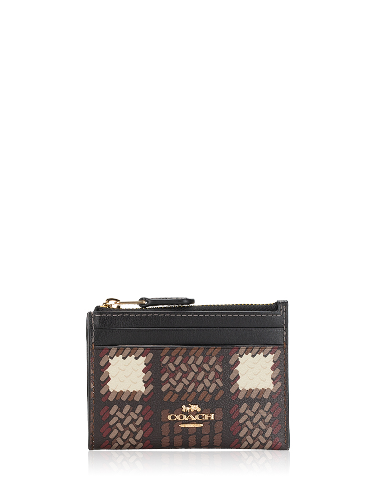 CN018 Brushed Plaid Print Mini Skiny ID Brown Multi