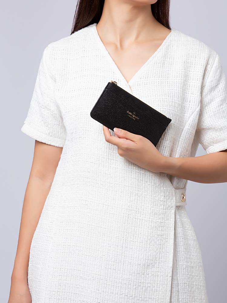 Glimmer Boxed Large Slim Card Holder Black