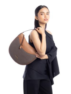 Signature Dover Large Half Moon Shoulder Bag Brown
