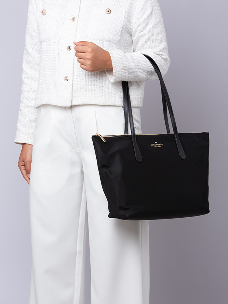 Kitt Nylon Large Tote Black Gold
