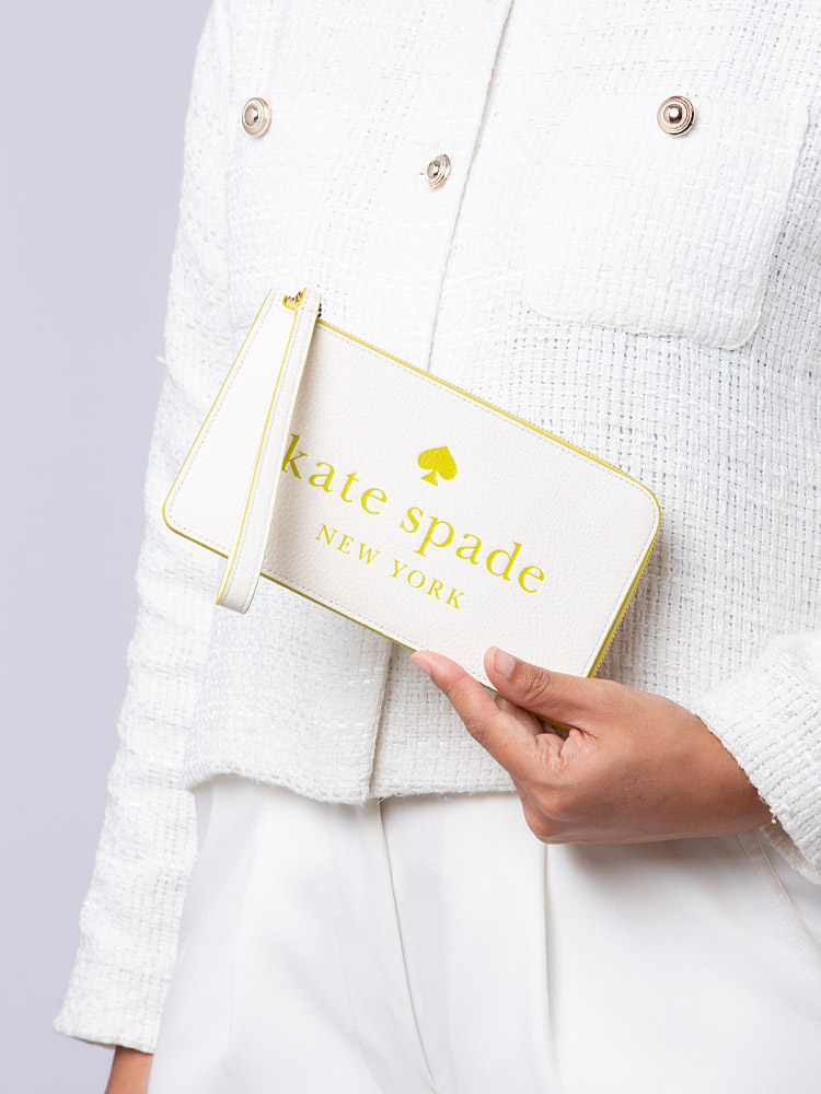 Lucy Embossed Logo Medium L Zip Wristlet Meringue multi
