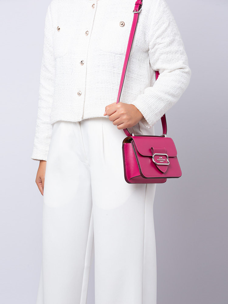 CL416 Morgan Leather Square Crossbody Bright Violet