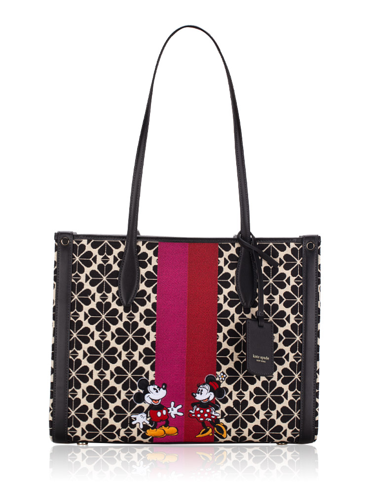 X Disney Spade Flower Jacquard Stripe Market Medium Tote Cream Multi