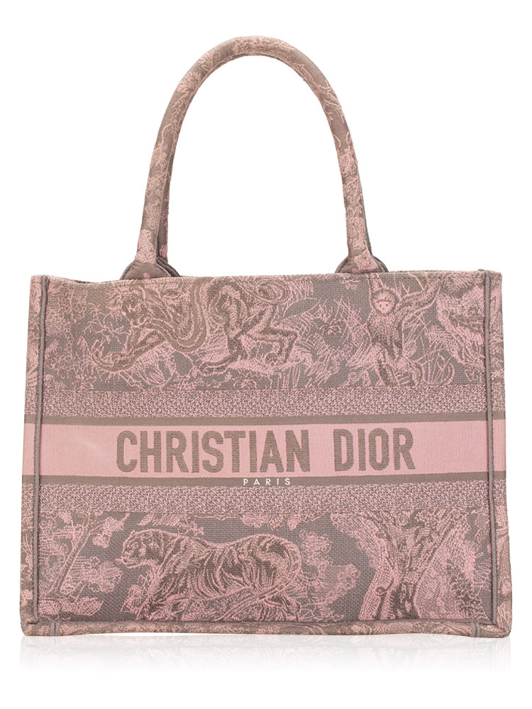 Toile De Jouy Dioriviera Bali Medium Book Tote Grey Pink