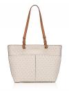 Signature Bedford Medium Top Zip Pocket Tote Vanilla Acorn Gold