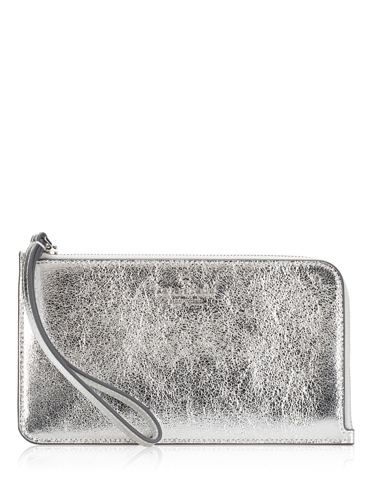 Lucy Metallic Medium L Zip Wristlet Lunar Light