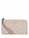 Lucy Spade Flower Medium L-Zip Wristlet Dark Beige