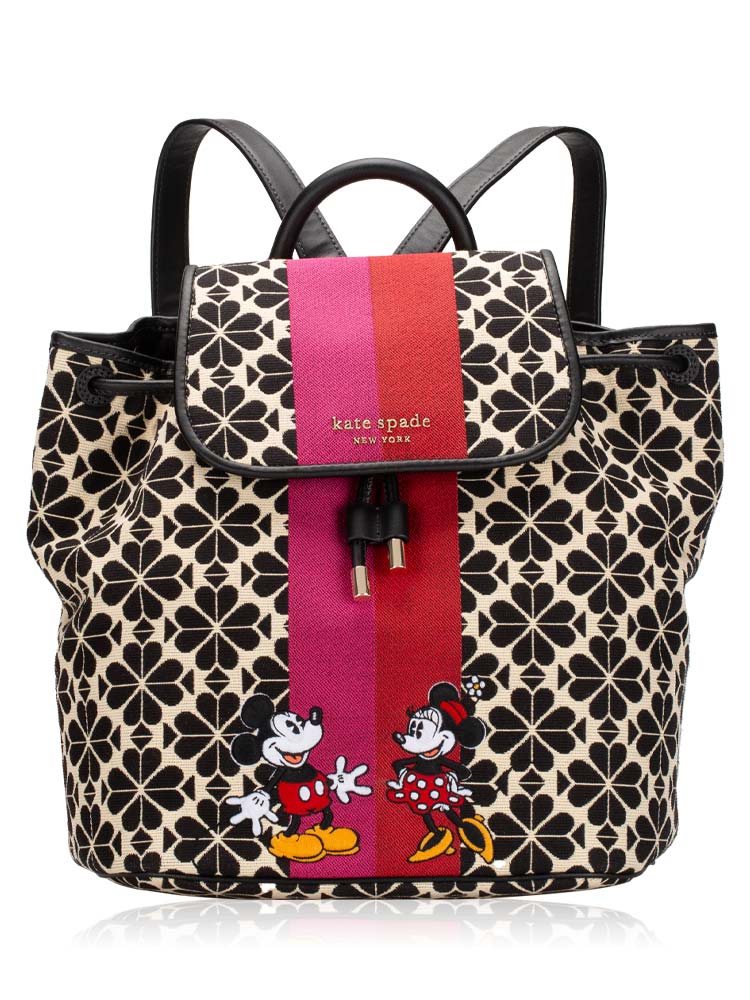 X Disney Mickey Flower Jacquard Medium Flap Backpack Cream Multi