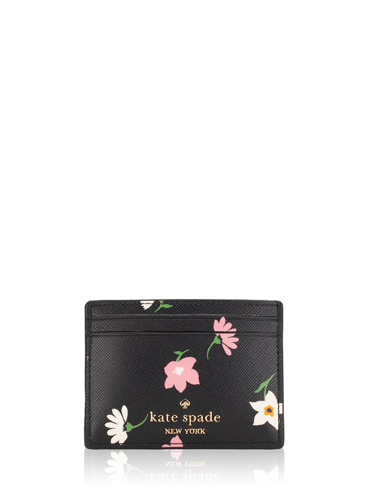 Madison Floral Waltz Printed Small Card Holder Black Multi