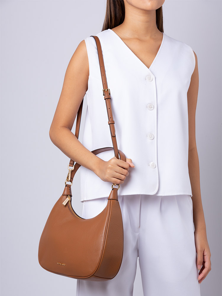 Cora Pebbled Leather Large Shoulder Bag Luggage