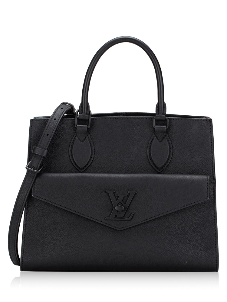 Soft Calfskin Lockme Tote PM Onyx