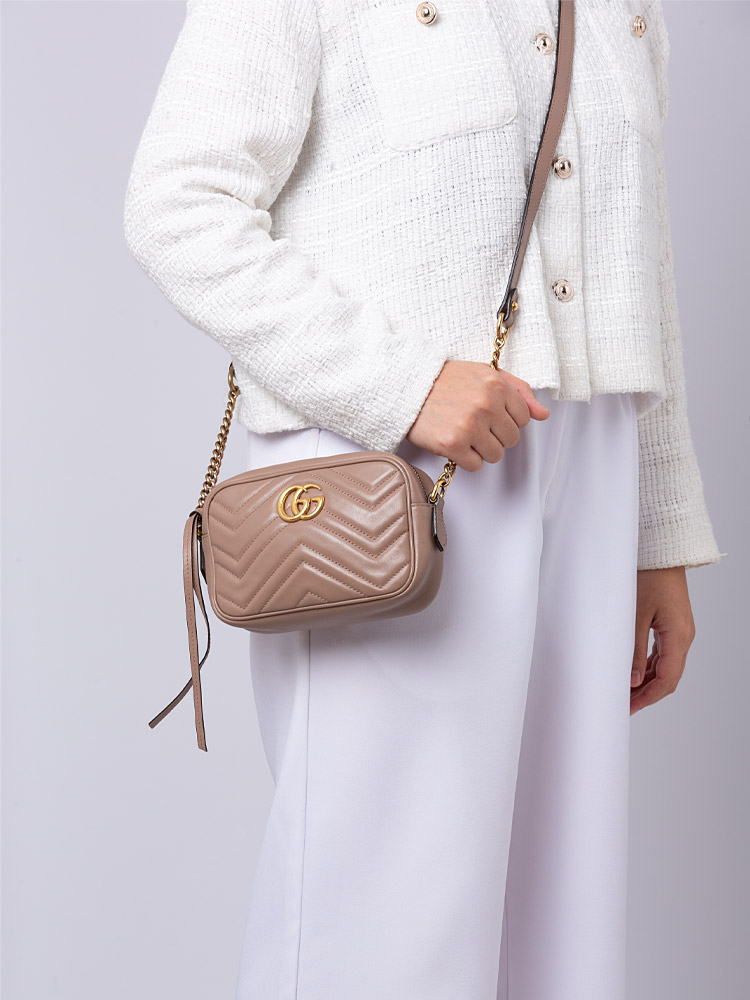 GG Marmont Matelasse Mini Camera Bag Porcelain Rose