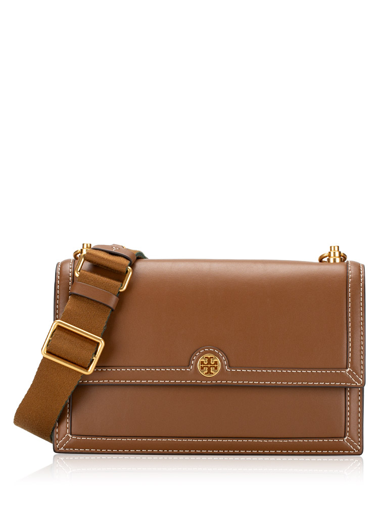 T Monogram Leather Shoulder Bag Moose Gold