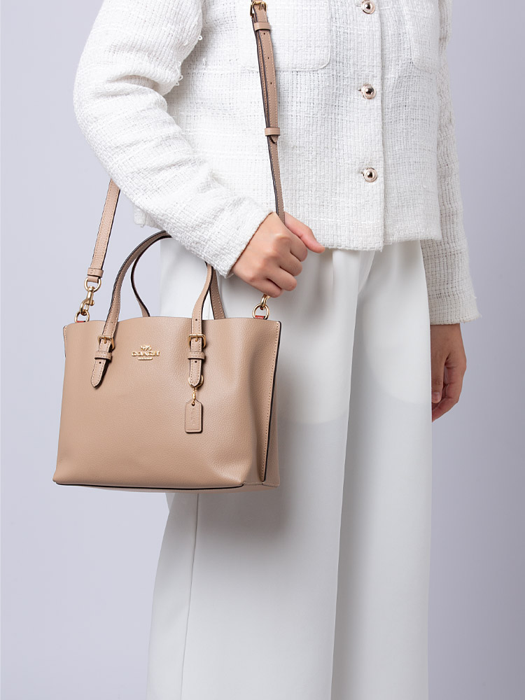 C4084 Mollie 25 Tote Taupe Oxblood