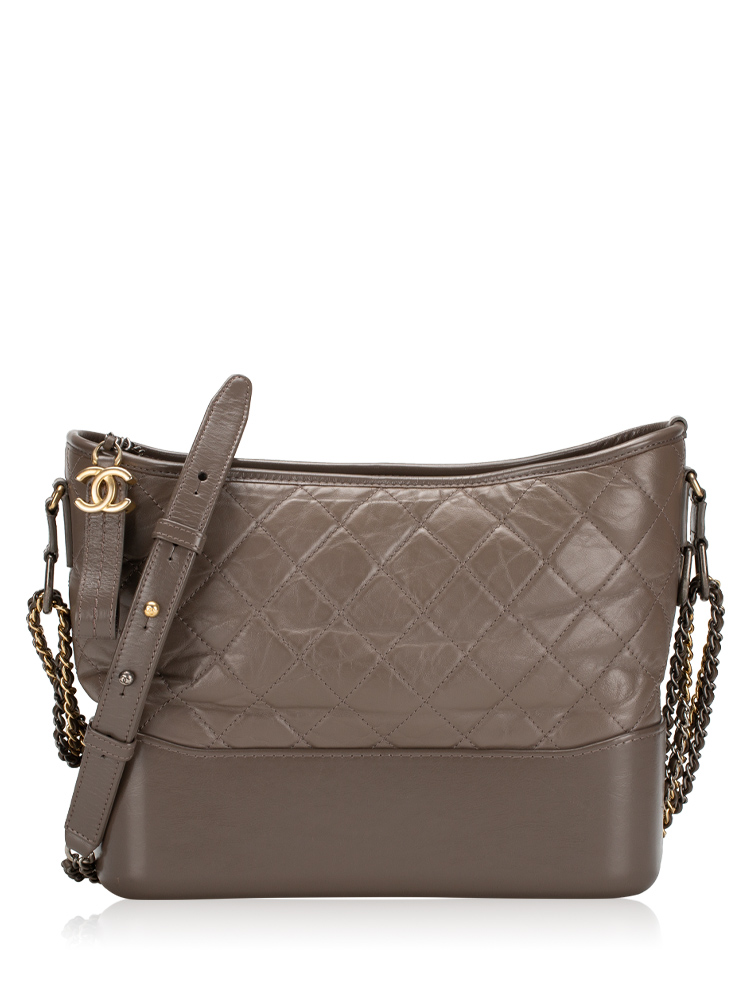 Aged Calfskin Large Gabrielle Hobo Taupe