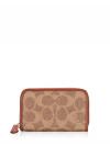 C6725 Signature Small Zip Card Case Tan Rust