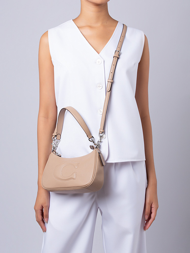 CR099 Teri Leather Shoulder Bag Taupe