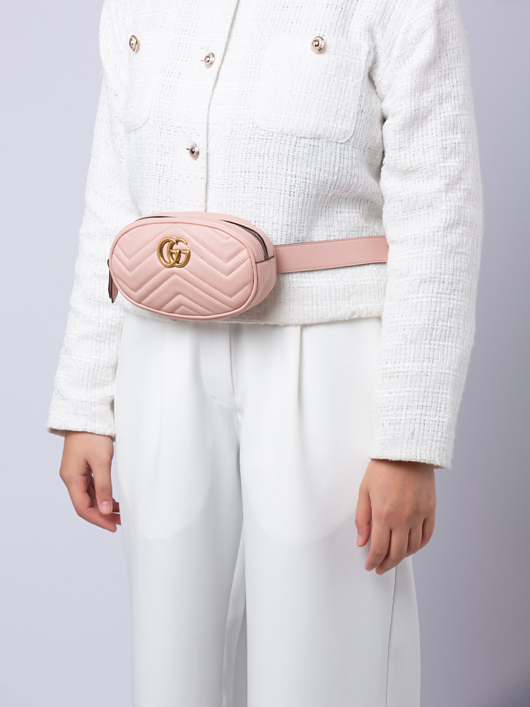 Calfskin GG Marmont Matelasse Belt Bag Perfect Pink Sz 65