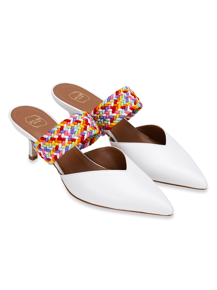 Nappa Maisie Kitten Mules White Multicolor Sz 35.5