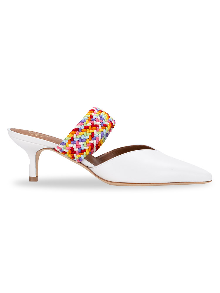 Nappa Maisie Kitten Mules White Multicolor Sz 35.5