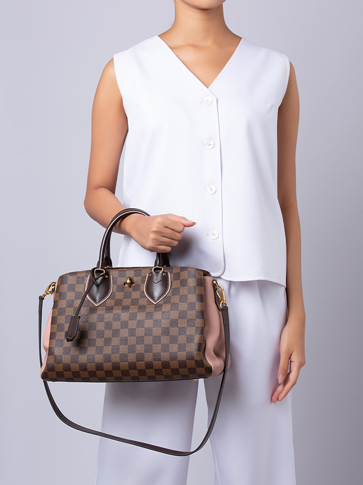 Cuir Taurillon Damier Ebene Normandy Magnolia