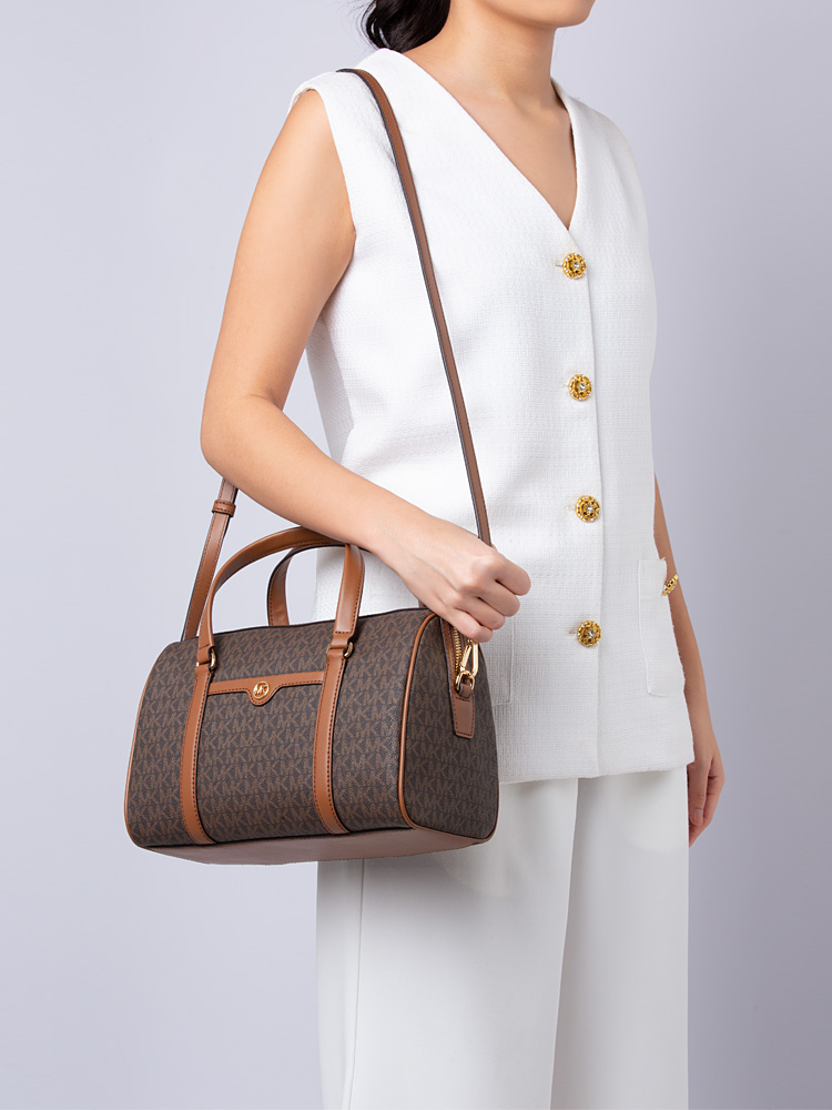 Signature PVC Travel Medium Duffle Satchel Brown