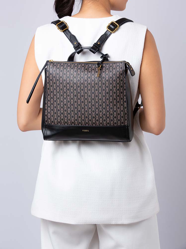 SHB2989015 Elina Convertible Small Backpack Black Brown