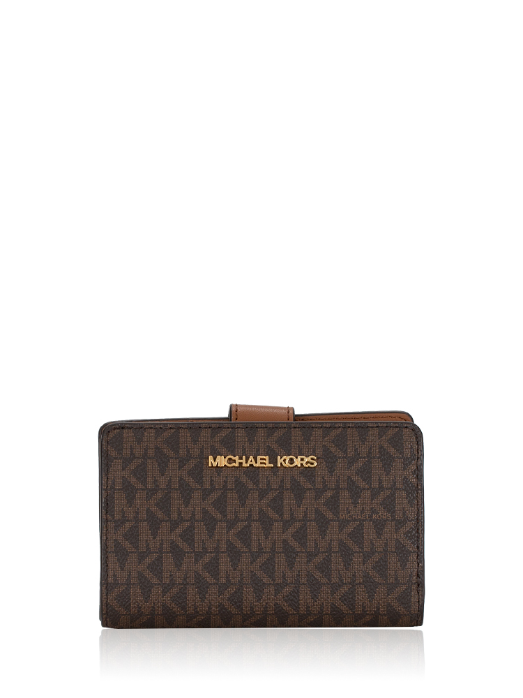 Signature Jet Set Travel Medium Bifold Zip Coin Wallet Brown