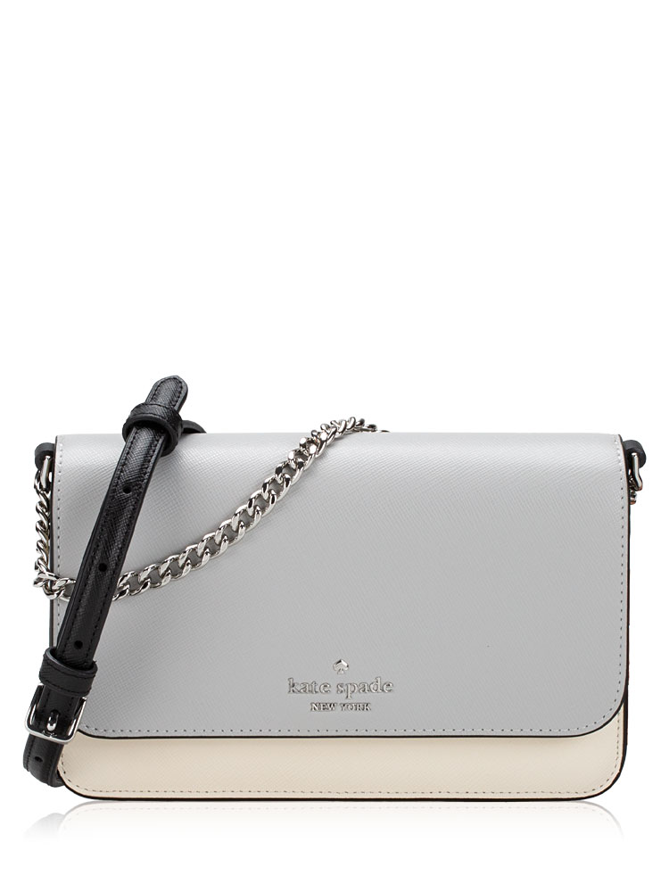 Madison Colorblock Saffiano Small Flap Crossbody Platinum Grey