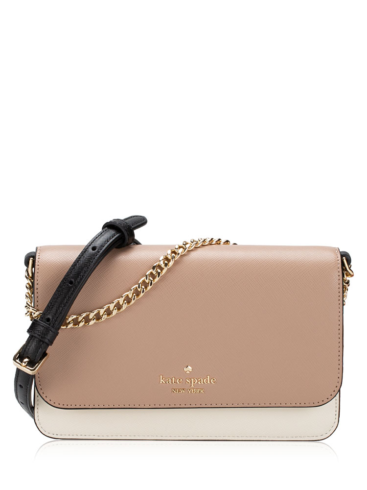 Madison Colorblock Saffiano Small Flap Crossbody Toasted Hazelnut Gold