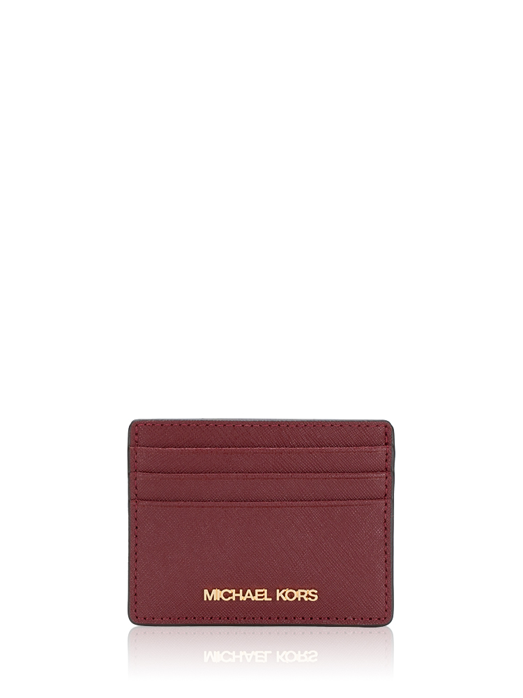 Jet Set Travel Leather Large Card Holder Dark Cherry
