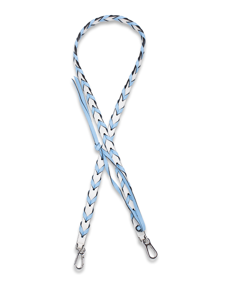 Calfskin Braided Strap White Blue