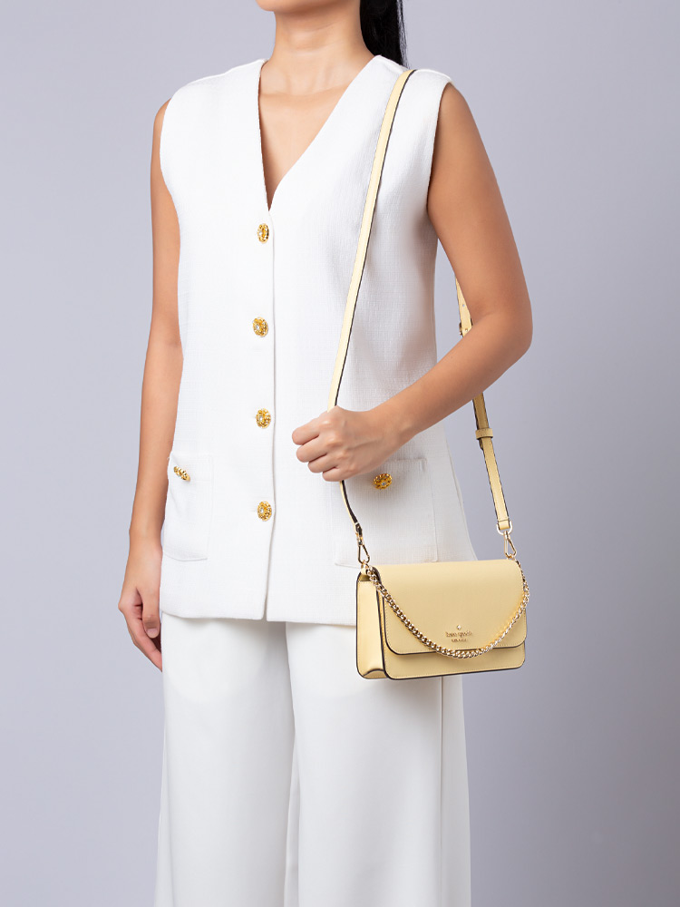 Madison Saffiano Small Flap Crossbody Butter