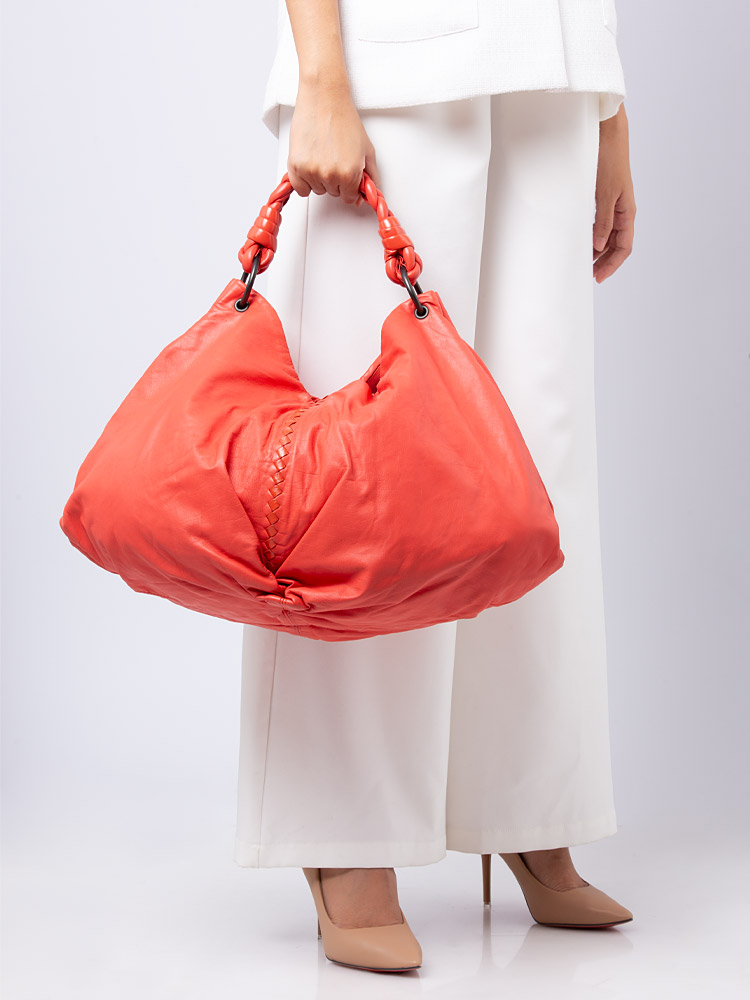 Nappa Intrecciato Aquilone Fortune Cookie Hobo Dark Pink