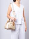 CR122 Signature Stripe Rowan Satchel Light Khaki Chalk Light Saddle