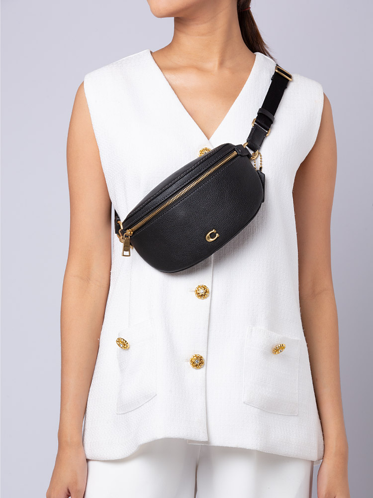 CH813 Bethany Leather Belt Bag Black
