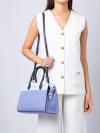 Madison Colorblock Leather Medium Satchel Evening Blue