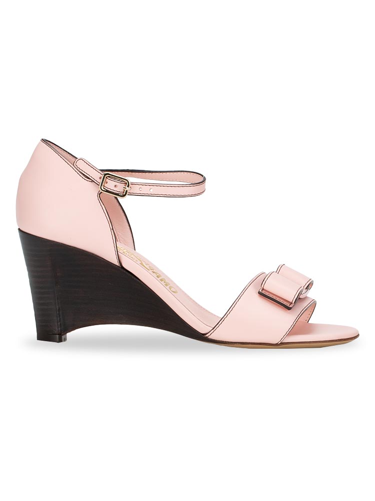 Calfskin Grette Wedges Pink Sz 6