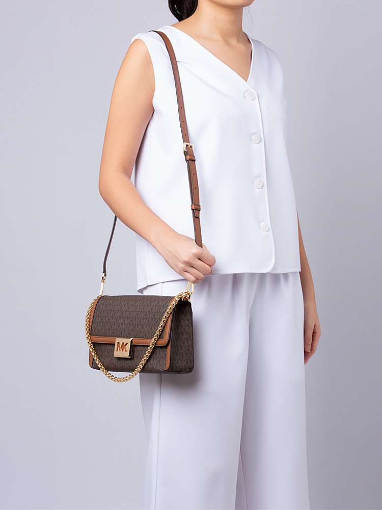 Signature Sonia Medium Convertible Shoulder Bag Brown