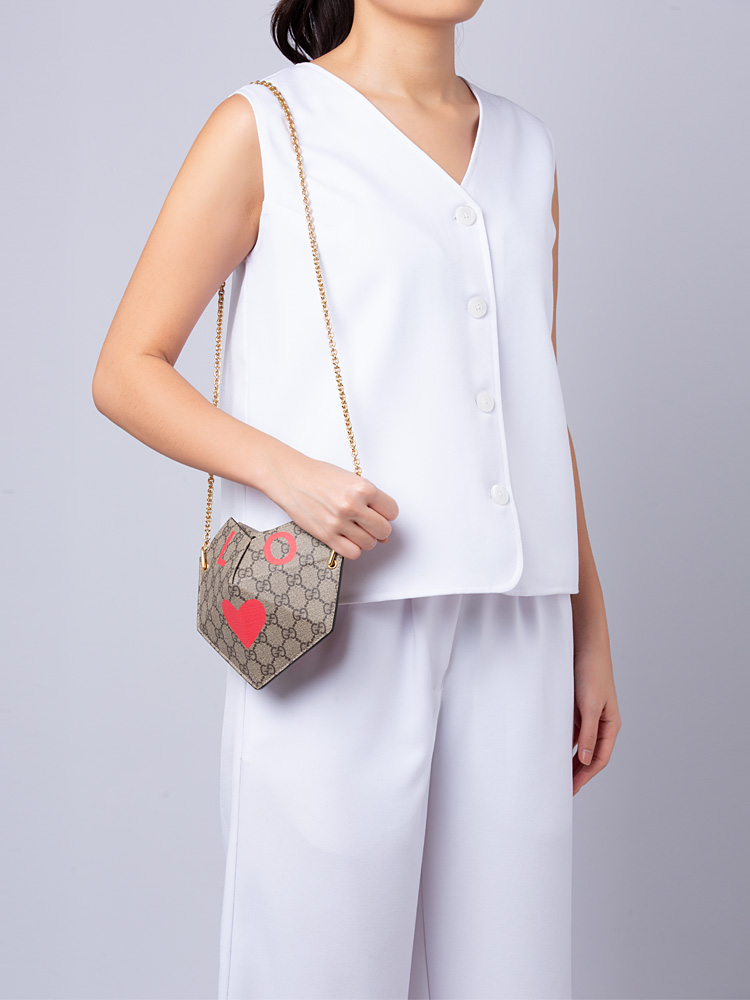 GG Supreme Valentines Day Padlock Mini Shoulder Bag Beige New Geranium