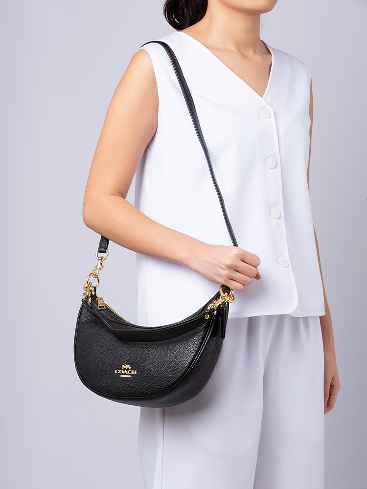 CO996 Aria Leather Shoulder Bag Black