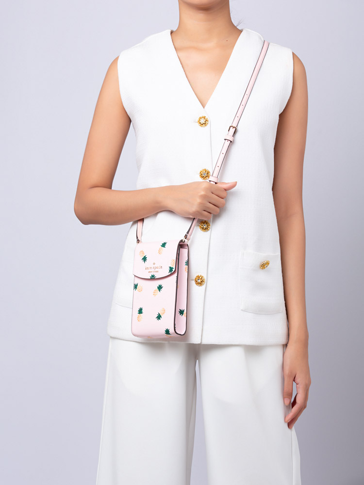 Staci Pineapple North South Flap Phone Crossbody Pink Multi