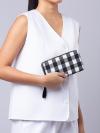 Chelsea Textured Gingham Large Continental Wallet Black Multi